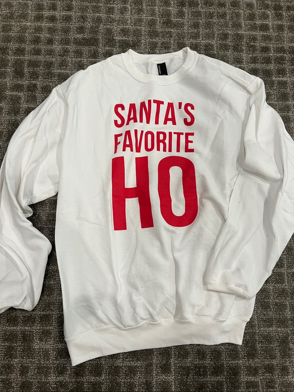 Santa's Favorite HO White Sweatshirt with Red Print